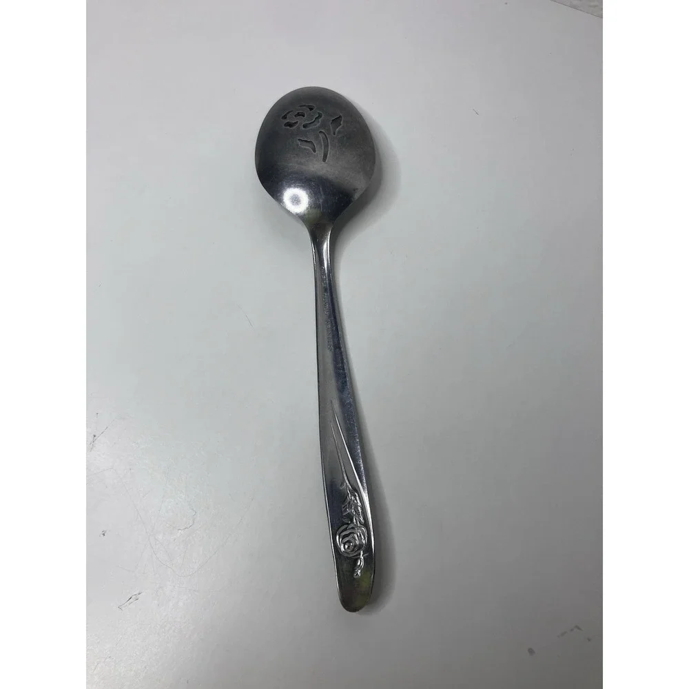 Oneida Community Flatware Pierced Serving Tablespoon Rose Shadow